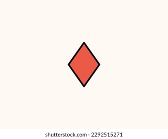 Icono vectorial de Rhombus. Símbolo plano de la tarjeta de poker de diamantes rojos aislados - Vector