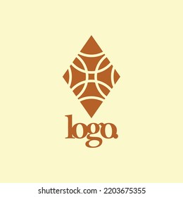 Rhombus vector logo with decoration shaped like knight crosses. Suitable for hotel, spa, tourism, beauty, restaurant, hospitality, and spirituality.