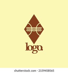 Rhombus vector logo with wavy lines inside. Suitable for hospitality, spirituality, company, brand, beauty treatment, and business.