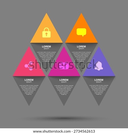 Rhombus vector modern infographics template. Five step processes layout for data visualization.