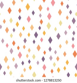 Rhombus vector seamless pattern with different shapes objects. Texture background for textile, print, paper, fabric background, wallpaper