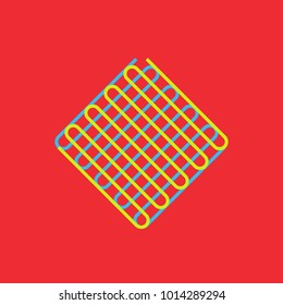 rhombus from yellow and blue lines, grid decoration warehouses shopping center. vector background