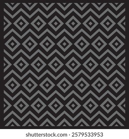 Rhombus zigzag black and silver, geometric pattern 