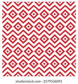 Rhombus zigzag red and white, geometric pattern