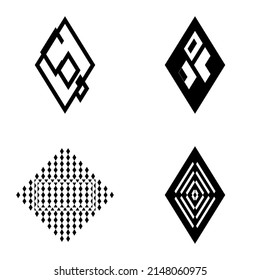 Rhombus2 Flat Icon Set Isolated On White Background