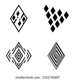Rhombus2 Flat Icon Set Isolated On White Background