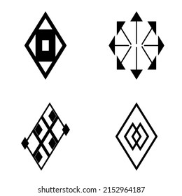 Rhombus2 Flat Icon Set Isolated On White Background
