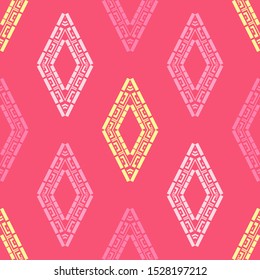 Rhombuses. Art seamless pattern. Folk motif. Vector geometric background. Can be used for social media, posters, email, print, ads designs.