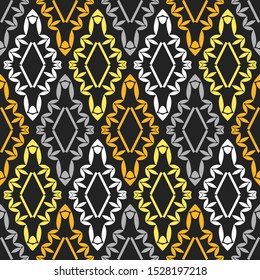 Rhombuses. Art seamless pattern. Folk motif. Vector geometric background. Can be used for social media, posters, email, print, ads designs.