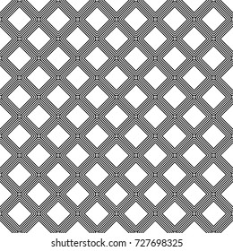 Rhombuses background. Seamless surface pattern design with diamonds ornament. Checks wallpaper. Ethnic mosaic motif. Crossed diagonal lines. Digital paper, textile print, page fill, designing. Vector.