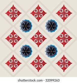 rhombuses and blue crowns
