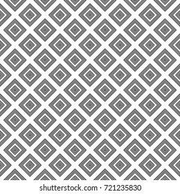 Rhombuses contours background. Seamless surface pattern design with diamonds ornament. Checks wallpaper. Ethnic mosaic motif. Digital paper for textile print, page fill, web designing. Vector artwork