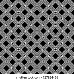 Rhombuses contours background. Seamless surface pattern design with diamonds ornament. Checks wallpaper. Ethnic mosaic motif. Crossed diagonal lines. Digital paper for textile print, page fill. Vector