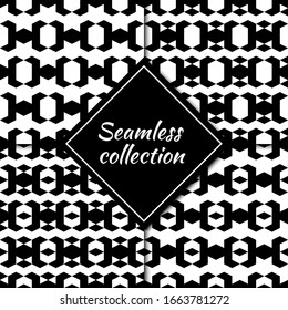 Rhombuses, diamonds, lozenges, triangles seamless patterns collection. Folk prints. Ethnic ornaments set. Tribal wallpapers kit. Geometrical backgrounds. Retro motif. Abstract images. Vectors bundle.