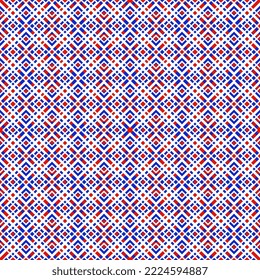 Rhombuses of different sizes are intertwined in a beautiful pattern of American flowers. Abstract geometric seamless pattern. Bright vector illustration