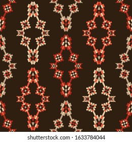 Rhombuses. Ethnic boho ornament. Seamless pattern. Tribal motif. Vector illustration for web design or print.