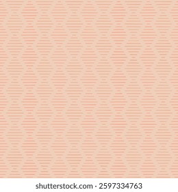 rhombuses from hand drawn stripes. peach color repetitive background. vector seamless pattern. geometric fabric swatch. wrapping paper. continuous design template for textile, linen, home decor
