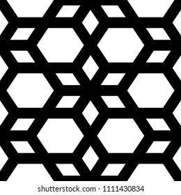 Rhombuses, hexagons, diamonds, lozenges. Mosaic. Grid background. Ethnic tiles motif. Geometric grate wallpaper. Polygons backdrop. Digital paper, web design, textile print. Seamless abstract pattern.
