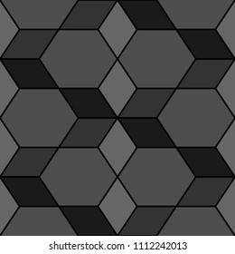 Rhombuses, hexagons, diamonds, lozenges. Mosaic. Flooring background. Ethnic tiles motif. Geometric wallpaper. Polygons backdrop. Digital paper, web design, textile print. Seamless abstract pattern.