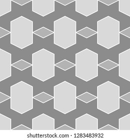 Rhombuses, hexagons ornament. Quadrangular, hexagonal shapes wallpaper.Polygons motif. Geometrical backdrop. Geometric background. Digital paper, abstract. Seamless pattern