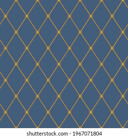 Rhombuses and points geometric seamless vector pattern. Abstract background. Geometric dots texture. Сlassic blue and tobacco brown colors. Design for decorative paper, textiles and other.