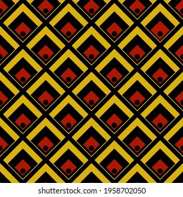 Rhombuses in red and yellow color. Vector seamless ornament.