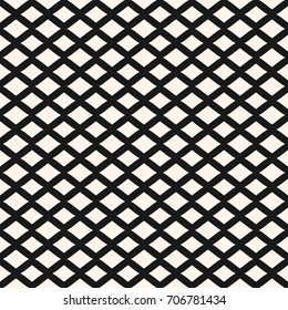 Rhombuses seamless pattern. Vector geometric texture with intersecting lines, lattice, mesh. Simple abstract monochrome background, repeat tiles. Stylish design for decor, fabric, furniture, printing