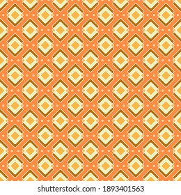 Rhombuses seamless pattern in yellow-orange colors. Bright geometric print with orange background. Great for decorating fabrics, textiles, gift wrapping, printed matter, interiors, advertising.