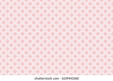 Rhombuses seamless vector background. White rhombus on pink background. Simple lattice graphic design