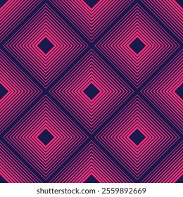 Rhombuses seamless vector pattern. Decorative seamless ornament. Pink rhombuses isolated on blue background. Seamless color vector background. Interior pattern. Modern stylish texture.