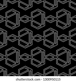 Rhombuses, trapeziums, lines pattern. Geometrical figures wallpaper. Geometric background. Shapes backdrop. Digital paper, abstract. Seamless ornament.