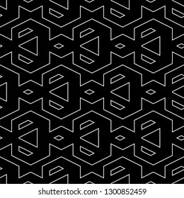 Rhombuses, trapeziums, triangles, lines pattern. Geometrical figures wallpaper. Geometric background. Shapes backdrop. Digital paper, abstract. Seamless ornament.