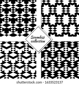 Rhombuses, triangles, figures collection. Diamond, shapes backgrounds set. Folk motif. Lozenges, forms backdrops kit. Ethnic ornaments. Digital paper, textile print. Vectors bundle.