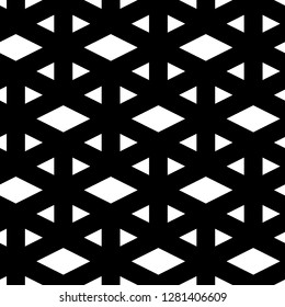 Rhombuses, triangles ornament. Geometrical backdrop. Triangular, quadrangular shapes wallpaper. Geometric background. Polygons motif. Digital paper, textile print, abstract. Seamless pattern.