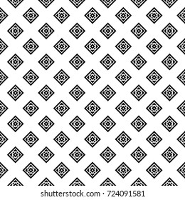 Rhombuses, triangles, squares background. Seamless surface pattern design with diamonds ornament. Checks wallpaper. Ethnic mosaic motif. Digital paper, textile print, page fill, web designing. Vector.
