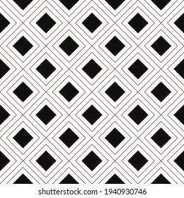 Rhombuses Vector Pattern. Black Rhombuses Pattern. Abstract Ornament Diagonal Pattern.