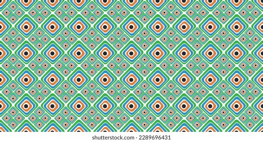 Rhombuses within rhombuses. Vector seamless pattern of casual repeating rhombuses. Large, and four small, green.