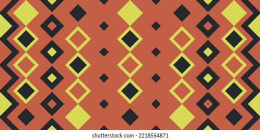 Rhombuses are yellow-orange arranged vertically to create a pattern. Print and interior, decorations and surfaces.