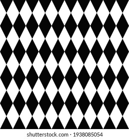 Rhompbuses Black And White Pattern. Simple Rhombuses Checkered Pattern.