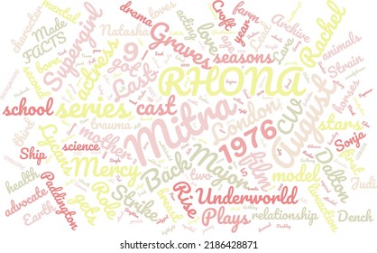 RHONA MITRA 9 August 1976 Word Cloud In Vector Art Creative Colourful White Back Ground