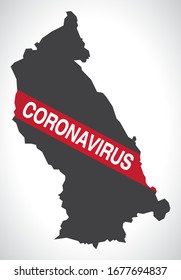 Rhondda Cynon Taf WALES UK principal area map with Coronavirus warning illustration