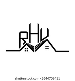 RHU Real State logo design, RHU simple and modern logo. RHU luxurious alphabet design  