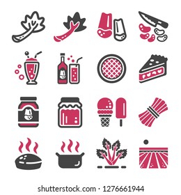 rhubarb icon set,vector and illustration