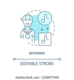Rhyming memorization techniques concept turquoise icon. Retain information. Memory abstract idea thin line illustration. Isolated outline drawing. Editable stroke. Arial, Myriad Pro-Bold fonts used