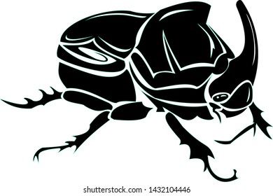 Rhyno beetle vector, in solid black 