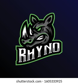 rhyno mascot logo esport. rhyno mascot gaming illustration.