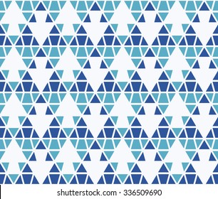 Rhythm blue color up down arrow symbol seamless pattern background vector. Repeating geometric shapes with triangle