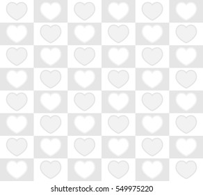 Rhythm gray color heart checked pattern background vector for valentine day and every day