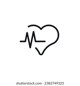 Rhythm of the heart linear icon. Thin line customizable illustration. Contour symbol. Vector isolated outline drawing. Editable stroke