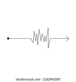 Rhythm, impulse, amplitude with arrow. Line art. Vector illustration in doodle style.